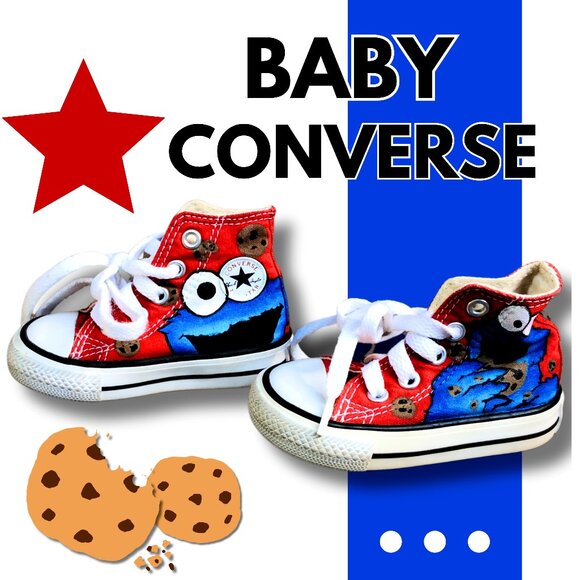 Cookie Monster * Converse All Star * Child Red High Top * Sz 3 * Sesame Street - Picture 1 of 3